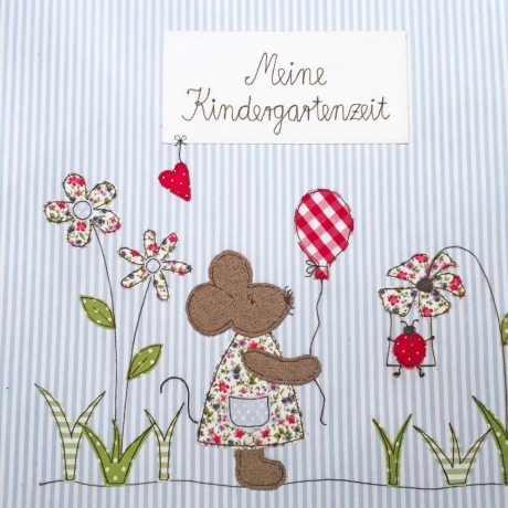 Kindergartenordnerhülle Portfolio..kleine Blumenwiese..hellblau