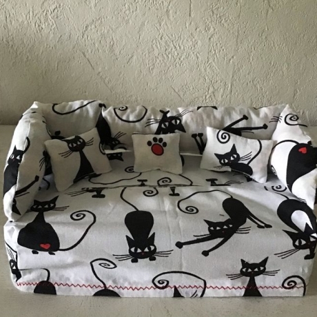 Deko-Sofa Kosmetikbox Sofa Taschentücherbox Sofa Katzen schwarz