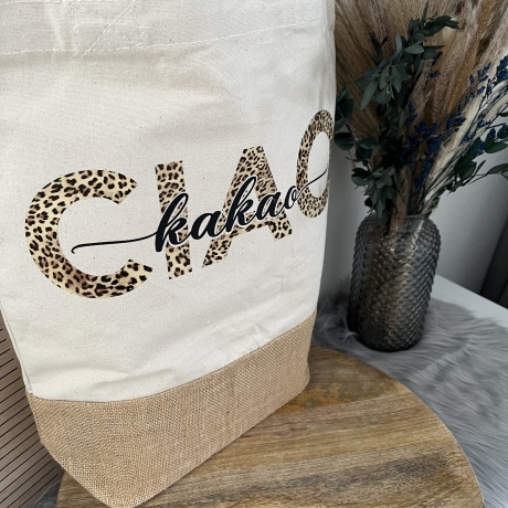 Shopper Tasche Ciao Kakao Leoparden Optik Jute