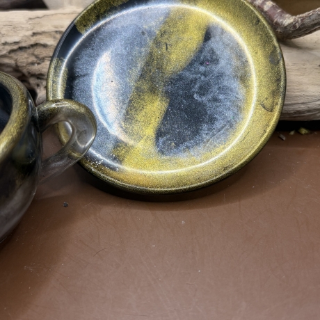 Teelichthalter Kaffeetasse Neu Resin meliert 