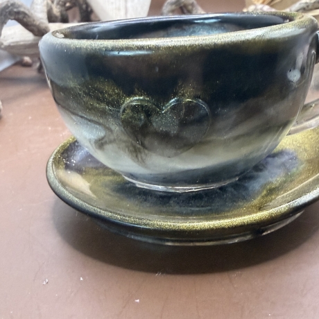 Teelichthalter Kaffeetasse Neu Resin meliert 
