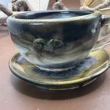 Teelichthalter Kaffeetasse Neu Resin meliert 