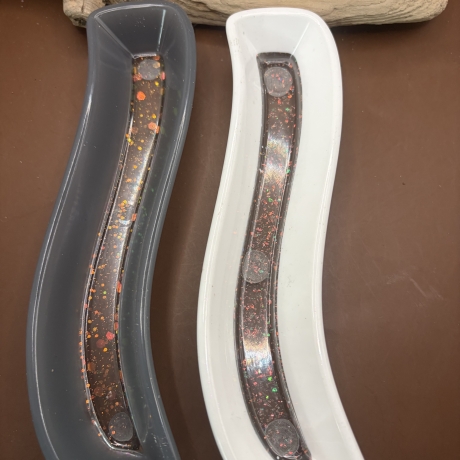 Set klein Deko Schälchen Handmade Neu Weiß grau klar mit Glitzer 