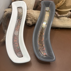 Set klein Deko Schälchen Handmade Neu Weiß grau klar mit Glitzer 