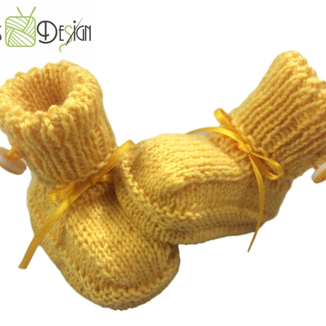 Babyschuhe gestrickt gelb Gr. ca 15
