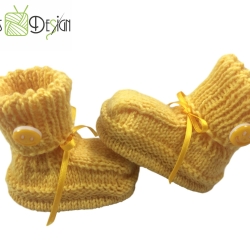 Babyschuhe gestrickt gelb Gr. ca 15