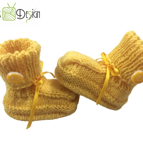 Babyschuhe gestrickt gelb Gr. ca 15