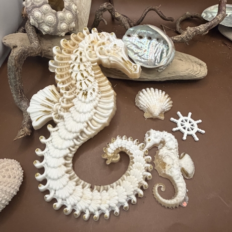 Seepferdchen maritime Deko Edel weiß Goldfarben mit Anhang 