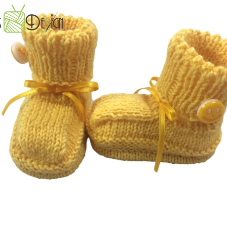 Babyschuhe gestrickt gelb Gr. ca 15