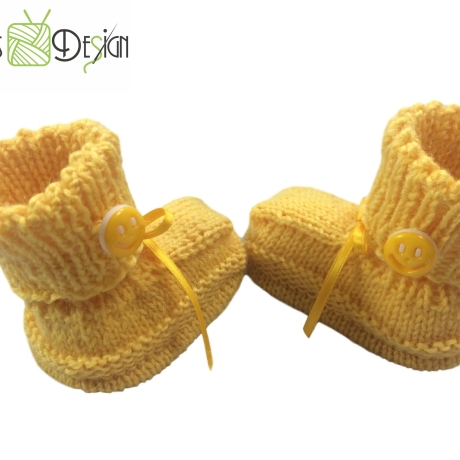 Babyschuhe gestrickt gelb Gr. ca 15