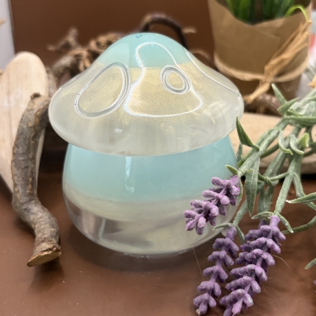 Handmade Dose Neu Resin Pilzform Mintgrün klar und Perlmuttgrün