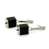 Onyx-Würfel-Edelstahlstecker mit eckigen Edelstahl-Scheiben
