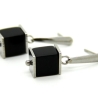 Onyx-Würfel-Edelstahlstecker mit eckigen Edelstahl-Scheiben