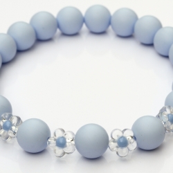 Blüten Perlenkette für Hunde in Hellblau: Elastische Halskette 