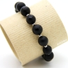 Onyx-Kugel-Armband (elastisch) in Schwarz mit Edelstahl-Kugeln