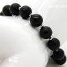 Onyx-Kugel-Armband (elastisch) in Schwarz mit Edelstahl-Kugeln