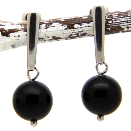 Onyx-Kugel-Edelstahlohrstecker in Schwarz, eingehängtes Element