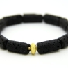 Lava-Walzen-Armband (elastisch) mit vergoldeten Silber-Elementen