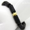 Lava-Walzen-Armband (elastisch) mit vergoldeten Silber-Elementen