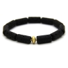 Lava-Walzen-Armband (elastisch) mit vergoldeten Silber-Elementen