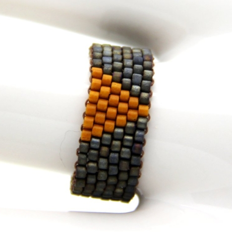 Miyuki-Delica-Glasperlen-Bandring in Silvergrey und Ocker