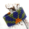 floraler Miyuki-Delica-Glasperlen-Bandring in Oliv, Blau und Gelb