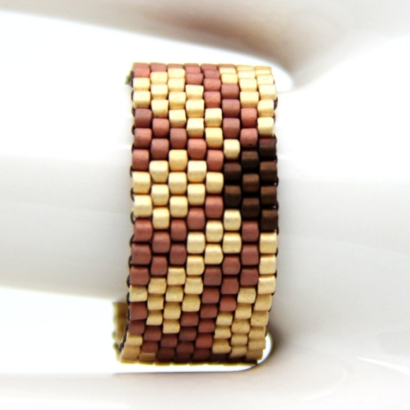 Miyuki-Delica-Glasperlen-Bandring in Kupfer, Gold und Braun