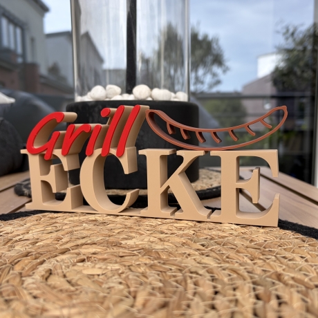 3D Schriftzug Grillecke als Deko zum hinstellen, personalisierbar