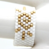 Miyuki-Delica-Glasperlen-Bandring in mattem Weiß und Gold