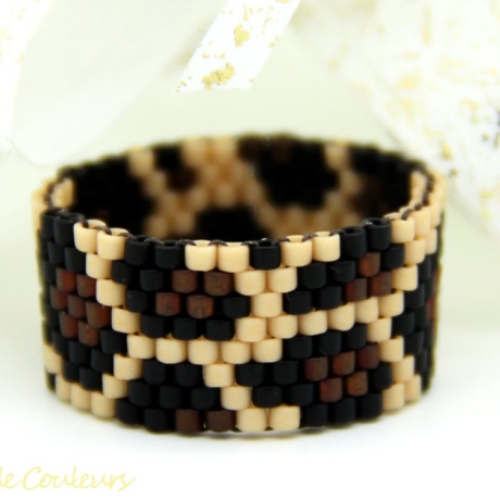 Miyuki-Delica-Glasperlen-Bandring in Beige, Braun und Schwarz