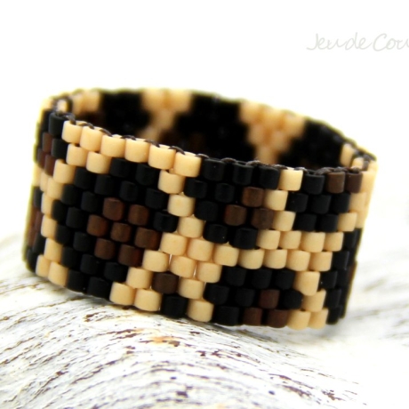 Miyuki-Delica-Glasperlen-Bandring in Beige, Braun und Schwarz