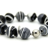 Zebrajaspis-Kugel-Armband (elastisch) in Schwarz und Weiß