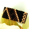 Delica-Glasperlen-Ring in Gold-, Schwarz- und Braun-Nuancen