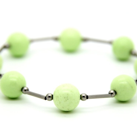 Zitronen-Chrysopras-Kugel-Armband (elastisch) in sehr hellem Grün