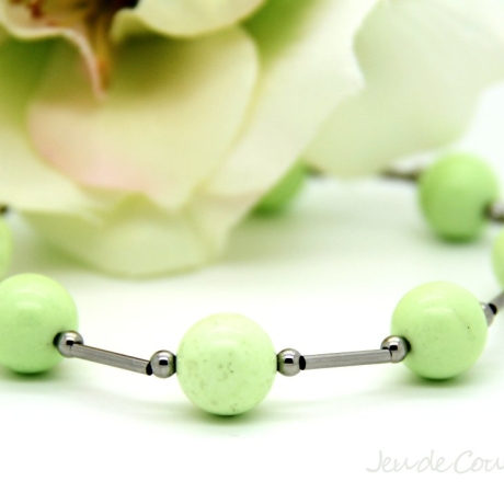 Zitronen-Chrysopras-Kugel-Armband (elastisch) in sehr hellem Grün