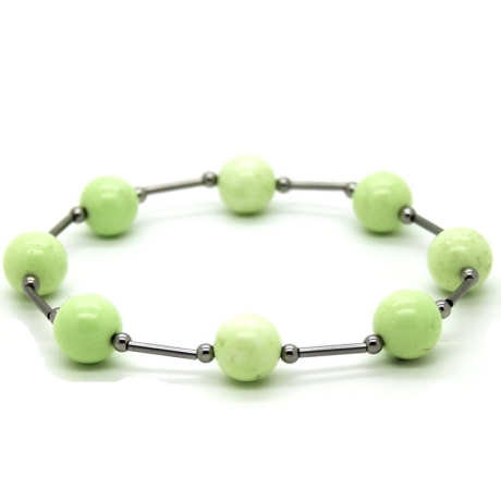 Zitronen-Chrysopras-Kugel-Armband (elastisch) in sehr hellem Grün