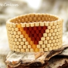 Miyuki-Delica-Glasperlen-Bandring in Gold-Nuancen und Dunkelrot