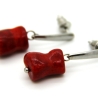 Korallen-Nugget-Edelstahl-Ohrstecker in marmoriertem Orangerot