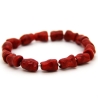 Korallen-Nuggets-Armband (elastisch) in Rot mit Edelstahlzylinder