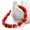 Korallen-Nuggets-Armband (elastisch) in Rot mit Edelstahlzylinder