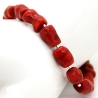 Korallen-Nuggets-Armband (elastisch) in Rot mit Edelstahlzylinder