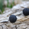 Lava-Kugel-Edelstahlohrhaken (silbrig) in Schwarz, Accessoire