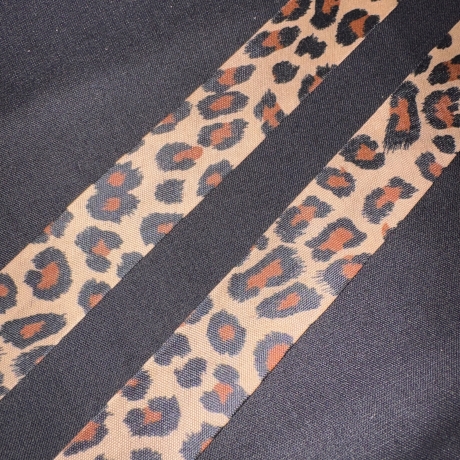 2m Schrägband Leo-Design 25 mm beige - braun vorgefalzt