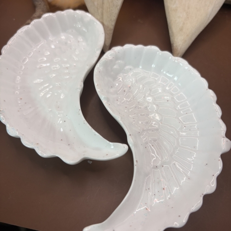 Schälchen Engelsflügel Handemade Neu Resin 13 cm lang 