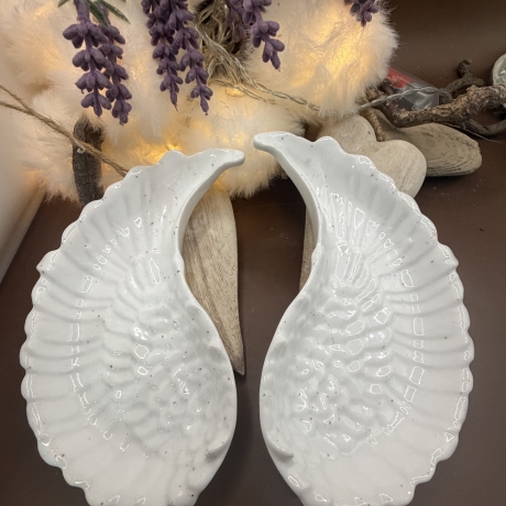 Schälchen Engelsflügel Handemade Neu Resin 13 cm lang 