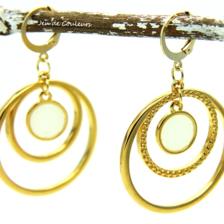 Statement-Edelstahl-Creolen (vergoldet), Boho-Style, Accessoire