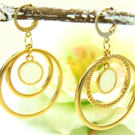 Statement-Edelstahl-Creolen (vergoldet), Boho-Style, Accessoire
