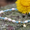 Süßwasserperlen-Armband (elastisch) in Weiß, Türkis und Gold