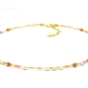 Süßwasserperlen-Halskette in Weiß mit Rocailles in Rosa und Gold