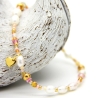 Süßwasserperlen-Armband (elastisch) in Weiß mit Rocailles in Rosa